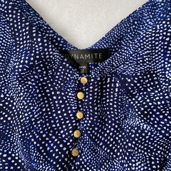 Blue and white Dynamite  printed jumpsuit xs - Picture 3 of 6